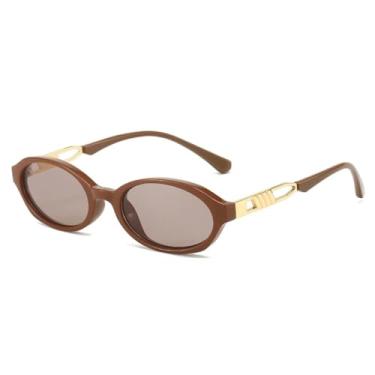 Imagem de Óculos de sol femininos retrô oval com armação pequena, cor gelatinosa, anti ultravioleta, para tiro na rua, masculino, UV400 (cinza chá)