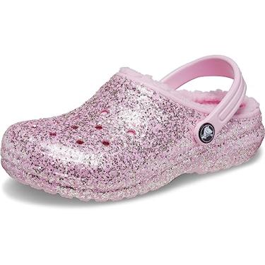 Imagem de Sandália crocs classic lined glitter clog k flamingo - 33