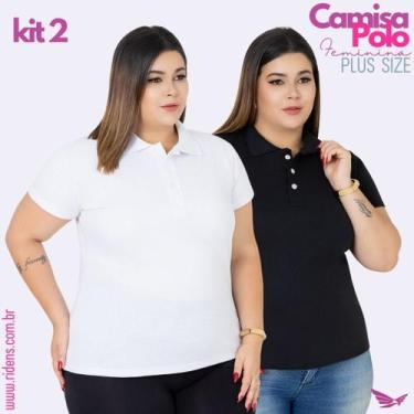 Imagem de Kit 2 Camisa Plus Size Gola Polo Feminina Tecido Premium e Ótimo Acaba