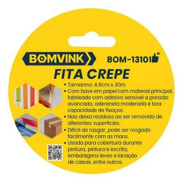 Imagem de 5 Fita Crepe Uso Geral Larga Pintura 48mmx30m Branco Lisa - Bomvink