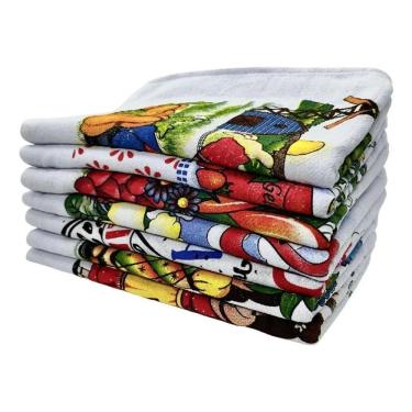 Imagem de Pano De Prato Pé De Galinha Estampado  - 12 Unidades