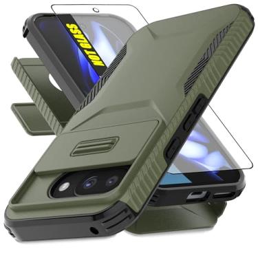 Imagem de AWZHYDT Capa para Google Pixel 9A | Capa de câmera deslizante integrada e protetor de tela [2 em 1] Capas protetoras resistentes à prova de choque para Pixel 9A (verde pinho)
