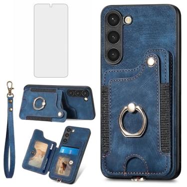 Imagem de Asuwish Capa de telefone para Samsung Galaxy S23 5G Capa carteira com protetor de tela de vidro temperado e alça de pulso com cordão RFID suporte para cartão S 23 23S GS23 G5 SM-S911U 6,1 polegadas