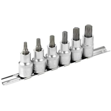 Imagem de DAKCOS Conjunto de soquete Torx Bit, unidade de 1/5.1 cm, conjunto de 6 soquetes Star Bit, T30 - T60, broca de liga de aço S2 e soquete de unidade CR-V