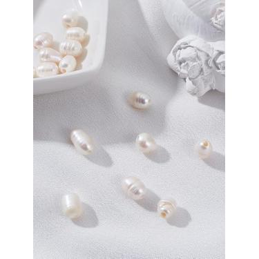 Imagem de 14 peças de contas de pérola de furo grande, contas soltas de imitação de pérola em forma de arroz branco, berloque de fabricação de joias a granel para colar, pulseira, brinco e artesanato DIY, 7~