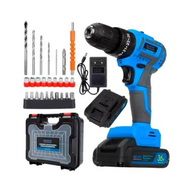 Imagem de Furadeira Parafusadeira Brushless Sem Fio 36V 10000mAh | Alta Potência 60Nm | 2 Baterias Recarregáveis + Maleta | Iluminação LED, Velocidade Variável E Torque Ajustável | Ideal Para Uso Profissional