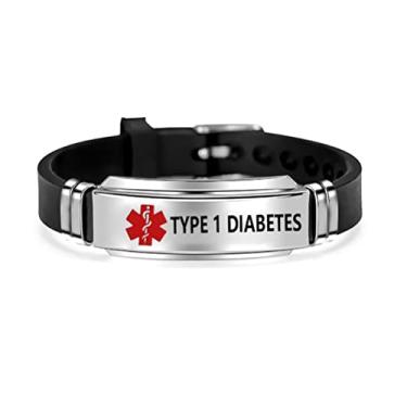 Imagem de MZC Jewelry Pulseira de silicone com etiqueta de identificação de alerta médico esportiva, ajustável, alerta de primeiros socorros de emergência, alerta de saúde, gravada a laser, pulseira à, 8 26 inch, Silicone, aço inoxidável