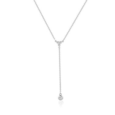 Imagem de Kyerlyn Colar Y Lariat banhado a ouro 14 K com pingente de zircônia cúbica longa para mulheres, colar delicado de corrente de diamante, joias modernas, 16.5 inches, Latão, Sem Pedra Preciosa
