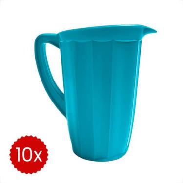 Imagem de Kit 10 Jarras Plásticas 1,7L Reforçadas Para Bebidas Água Suco Uso em 