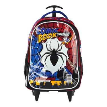 Imagem de Mochila Infantil Denlex Com Rodinhas Homem Aranha Cor:Preto, Preto
