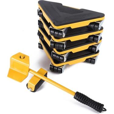 Imagem de Motores De Móveis Pesados, Mover Dolly, Kit De Ferramentas Para Elevador De Móveis, Rodas De Rotação 360°, Rolo Aplicável Para Movimentação Fácil E Segura De Sofás E Refrige, Yellow