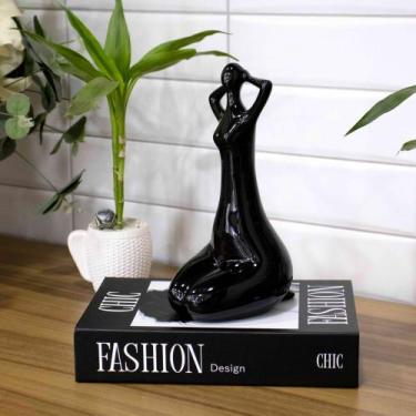 Imagem de Escultura Mulher Em Porcelana Preto 25x10 cm M02 - D'Rossi
