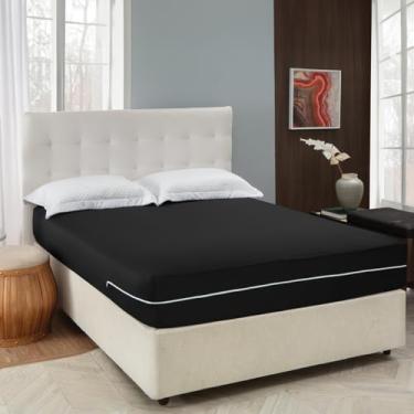 Imagem de Capa Protetora Colchão Casal Queen Malha Gel de 95 De Gramatura C/Zíper Medida 1,98cm x 1.58cm x 30cm (preto)