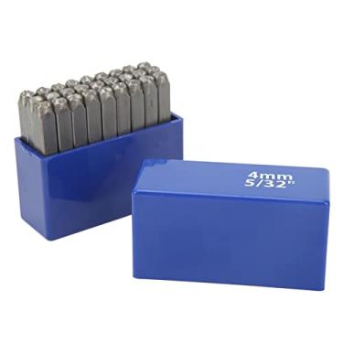 Imagem de Conjunto de selos perfuradores de letras de metal de aço de alto carbono de 27 peças para joias, couro e marcação de madeira com caixa de armazenamento Selos de alfabeto duráveis (Letras de 4mm)