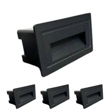 Imagem de Kit 4x Balizador De Parede Preto Horizontal 3W 3000K IP65 Bivolt