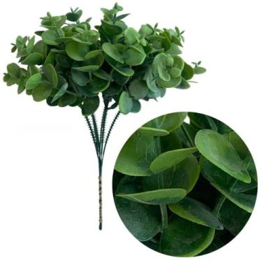 Imagem de Bambu Artificial, Kit Planta Artificial Folhagem Verde Mini BuquêS de Plantinhas P/Decorações de Artesanato Plástico(B - Eucalipto,20 unidades)