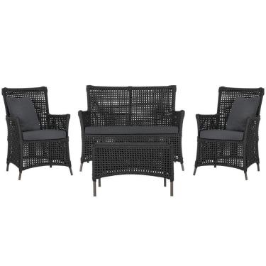 Imagem de Jogo Sofá 2 Poltronas E Mesa Igapó Marrom E11 Trama Original Preto