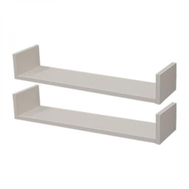 Imagem de Kit 2 Prateleiras U 80 X 20cm Branca Suporte Invisível