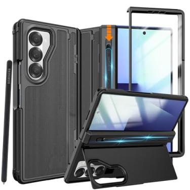 Imagem de YQODSZ Capa para Samsung Galaxy Z Fold 7 com suporte para S Pen, [suporte invisível] Capa protetora de tela HD resistente a quedas de grau militar, proteção de dobradiça, à prova de choque, para Z