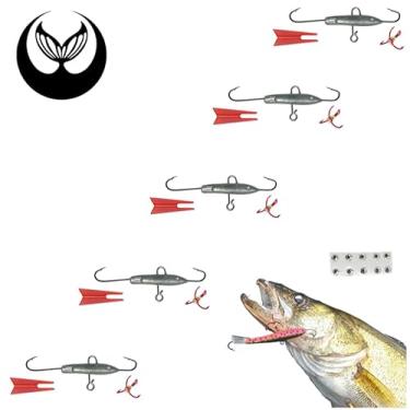 Imagem de Kits de isca de pesca sem pintura – Jigging Rap Minnow Ice Bait Bass Crappie Crystal Truut Walleye Pike Água salgada DIY Tackle Bodies Ganchos Incluídos Casting Freshwater (5, Caudas Vermelhas