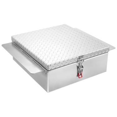 Imagem de VEVOR Caixa de ferramentas para cama de caminhão, caixa de ferramentas de alumínio resistente com placa de diamante, caixa de armazenamento organizador de baú suporta até 99 kg, ideal para picape