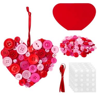 Imagem de Whaline 12 conjuntos de kits de enfeites de artesanato para o dia dos namorados, decoração de botão rosa para pendurar em casa, atividades domésticas, lembrancinhas de festa de aniversário de