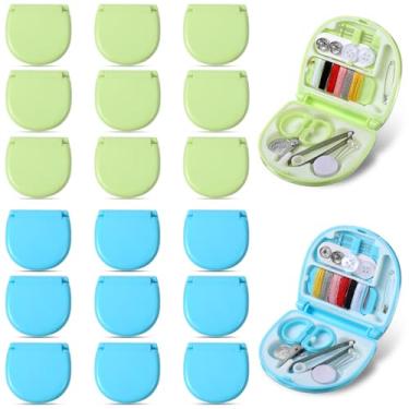 Imagem de Mini kit de costura de viagem com 20 peças, kit portátil de caixa de costura de viagem, ferramenta de costura de emergência pequena portátil com tesoura de agulha e linha para viajantes iniciantes