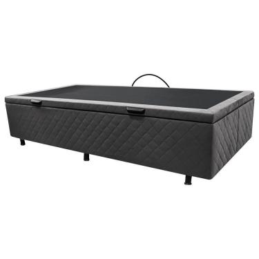 Imagem de Base Box Baú Para Cama Solteiro 88x188cm Liz S05 Suede Bordado Cinza - Mpozenato