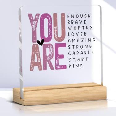 Imagem de Presentes inspiradores de saúde mental para mulheres, placa acrílica, decoração de cubículo, presentes positivos motivacionais para mulheres, amigas, mães
