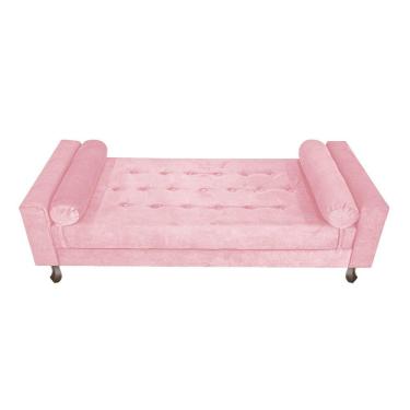 Imagem de Recamier Baú Félix Solteiro 100cm Suede Rosa Bebê