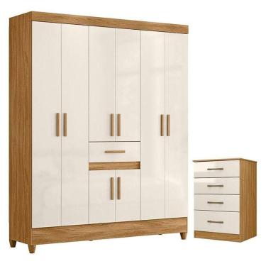 Imagem de Guarda Roupa Casal Portugal E Cômoda Ms913 Freijó Off White - Moval