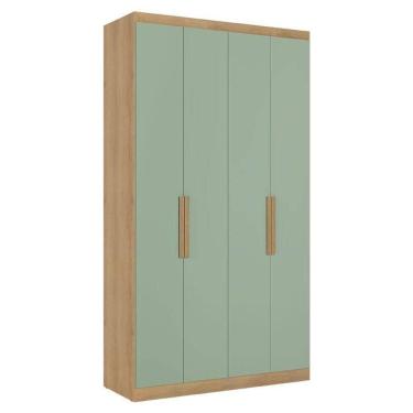 Imagem de Guarda Roupa Solteiro Milan 4 Portas Capuccino Menta Acetinado - Thb