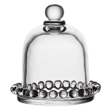 Imagem de IEUDNS Suporte de vidro pequeno para bolo com cúpula, bandeja multiuso para servir sobremesas, prato redondo para bolo, Size L