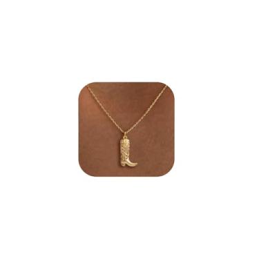 Imagem de Colar de bota feminina Western Cowgirl - Pingente banhado a ouro delicado, joia minimalista, corrente delicada, estilo versátil para uso diário, western necklace, Latão, Sem Pedra Preciosa