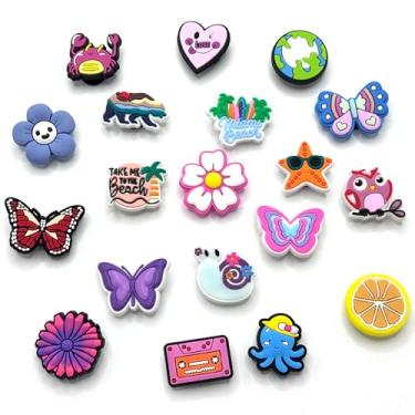 Imagem de danytes 19 peças de sapatos exclusivos para meninas com borboleta, flor, estrela do mar, coração e outras decorações para festa infantil. Charme decorativo desses sapatos