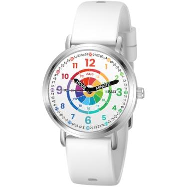 Imagem de Afcrho Relógios infantis, relógio infantil para aprendizagem, hora de aprendizagem e tempo fácil de ler, relógio analógico para meninos e meninas de 3 a 11 anos, 12. Mostrador de dardo, pulseira