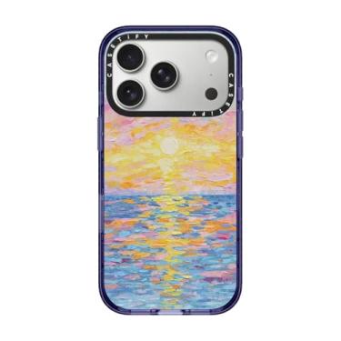 Imagem de CASETiFY Capa Impact para iPhone 17 Pro [fina/compatível com Magsafe/2,5 m. Proteção contra quedas de grau militar 4X] - Pôr do sol fosco - Azul macio
