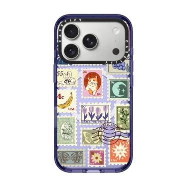 Imagem de CASETiFY Capa Impact para iPhone 17 Pro [fina/compatível com Magsafe/2,5 m. Proteção contra quedas de grau militar 4X] - Coleção de carimbos - azul macio