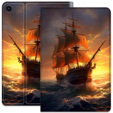 Imagem de Capa para Samsung Galaxy Tab A9 22.1 cm 2023, capa inteligente ultrafina e leve, capa protetora de couro PU, para tablet Galaxy A9 de 8,7 polegadas, navio pirata