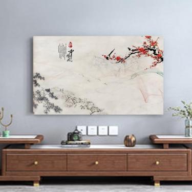 Imagem de Capa de TV para televisões/computador Capa contra poeira estampa floral interior quarto decoração de sala de estar 32 polegadas - 80 polegadas LCD/LED protetor de tela de TV universal multifunções