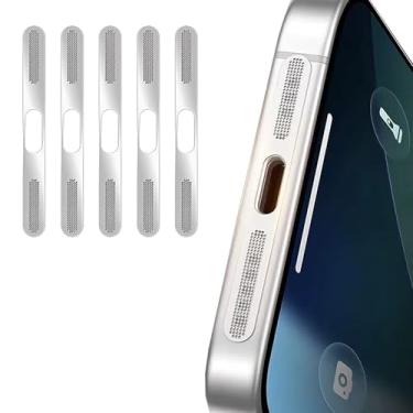 Imagem de Pacote com 5 capas de alto-falante de tela para telefone antipoeira com porta de plugue protetor de fone de ouvido apenas para iPhone 17 Pro - Prata