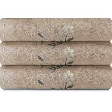 Imagem de Jogo De Toalhas De Banho 3 Peças 100% Algodão Karsten Bege Lisa