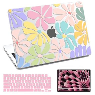 Imagem de AKIT Compatível com MacBook Air 15 polegadas 2025-2022 M4 M3 M2 A3241 A3114 A2941, capa rígida para laptop com protetor de tela e teclado para MacBook Air de 15,3 polegadas - Floral retrô vívido e