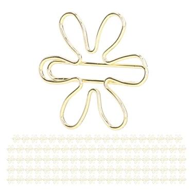 Imagem de Clipes de papel de metal com flor e ponta de flecha, design fofo, clipes dourados leves e portáteis para classificação de arquivos, escritório, casa e uso diário (em forma de flor)