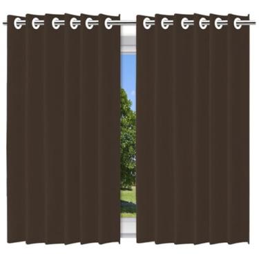 Imagem de Cortina Blackout com Voil, 2 em 1, Marrom, com Ilhós, 280x160cm, Tecido Duplo para Sala e Quarto