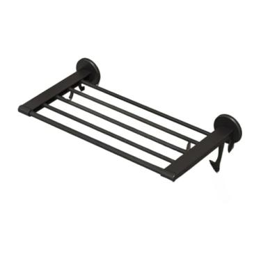 Imagem de Porta Toalha Suporte Toalheiro Banheiro Duplo Adesivo Sem Furos(Preto)