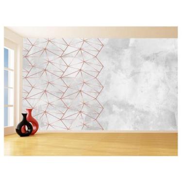 Imagem de Papel De Parede 3D Concreto Linhas Dourado Rose 3,5M Kkt227 - Você Dec
