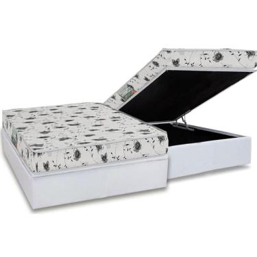Imagem de Conjunto Box Baú Casal: Colchão Espuma Herval D23 Sonum Liso + Base Crc Linhão White (138x188)