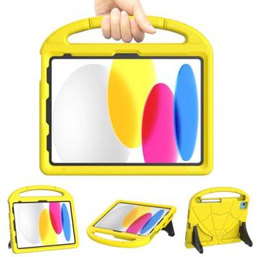 Imagem de Lainergie Capa infantil para iPad 11ª/10ª geração 2025/2022, iPad 10,9 10ª geração, leve, à prova de choque, compatível com alça e suporte para iPad de 10,9 polegadas 10ª geração 2022, amarela
