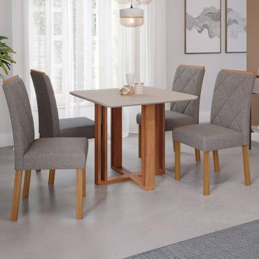 Imagem de Mesa de Jantar 4 Lugares Flora Fernanda Cinamomo/Off White/Bege - Cimol